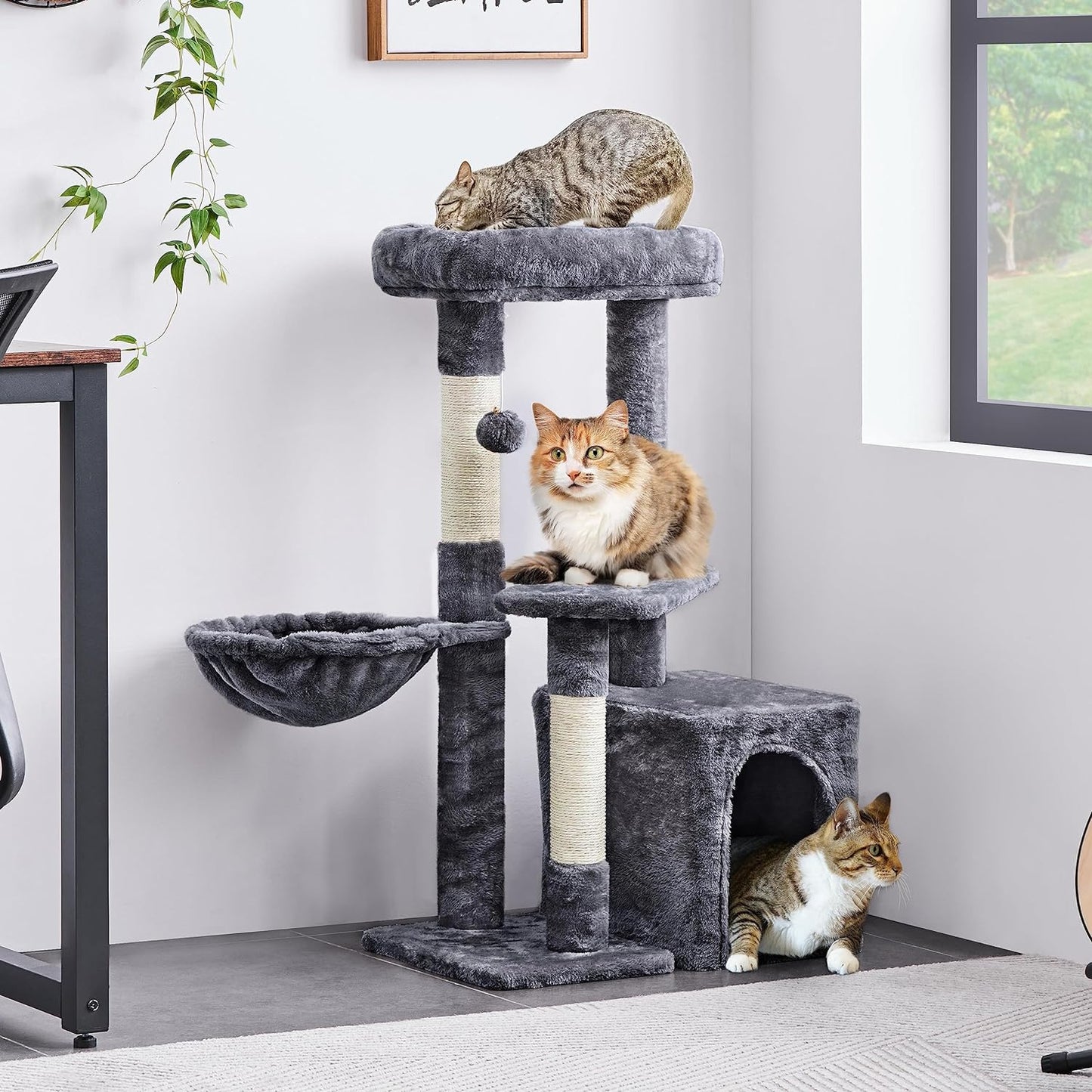 Multi-Level Cat Tower – Condo with Scratch Boards & Sisal Posts