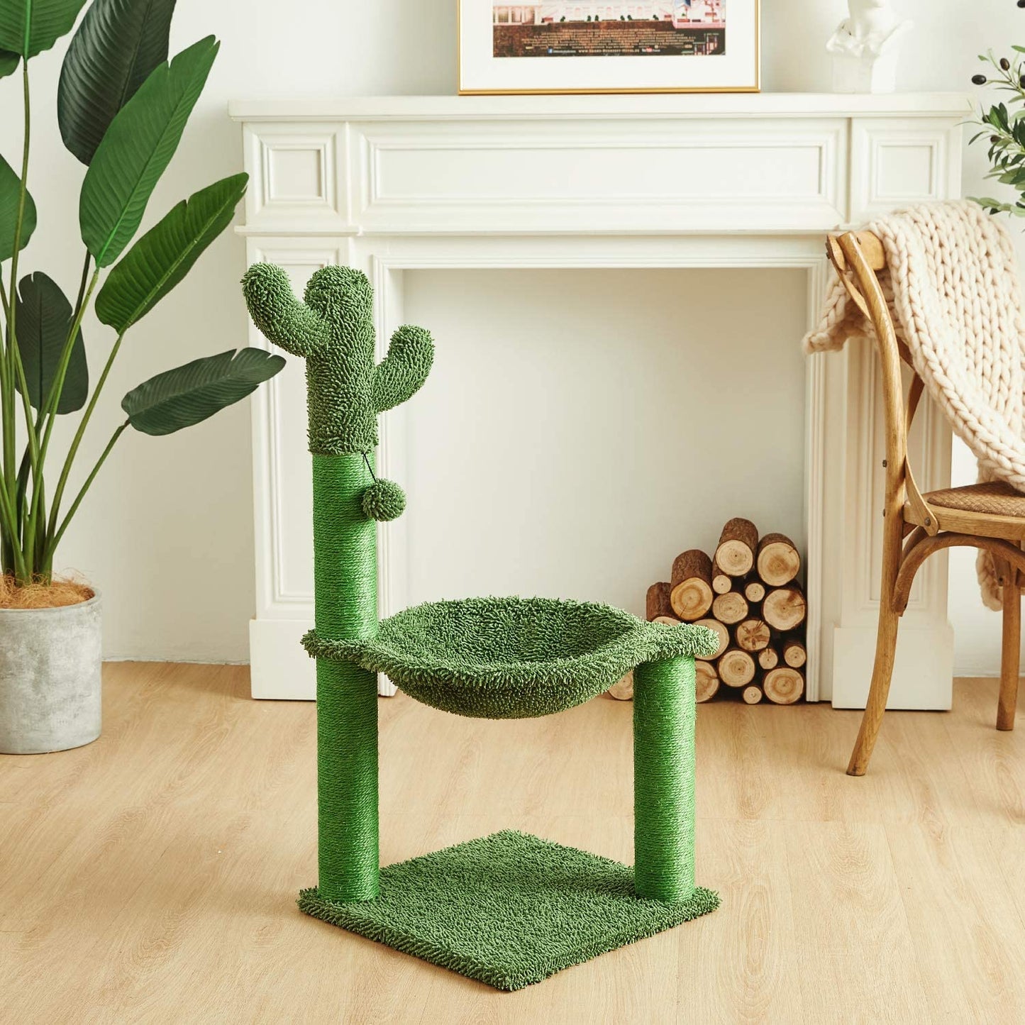 Cactus Cat Tree – Hammock & Sisal-Wrapped Scratching Post for Large Cats