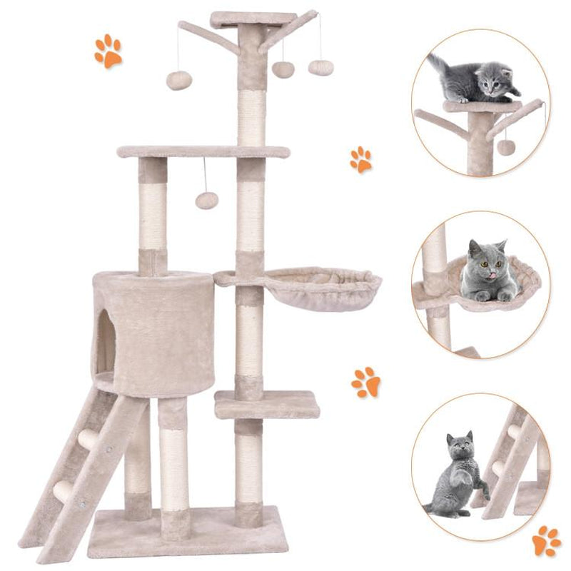 Cat Play Tree – Condo with Scratching Posts & Ladder