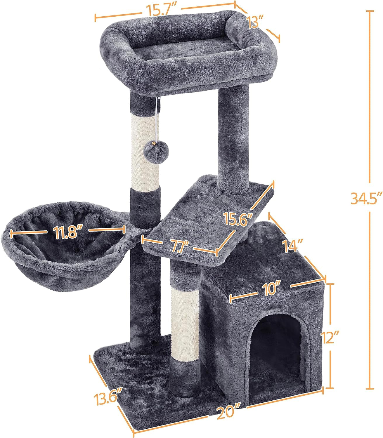 Multi-Level Cat Tower – Condo with Scratch Boards & Sisal Posts