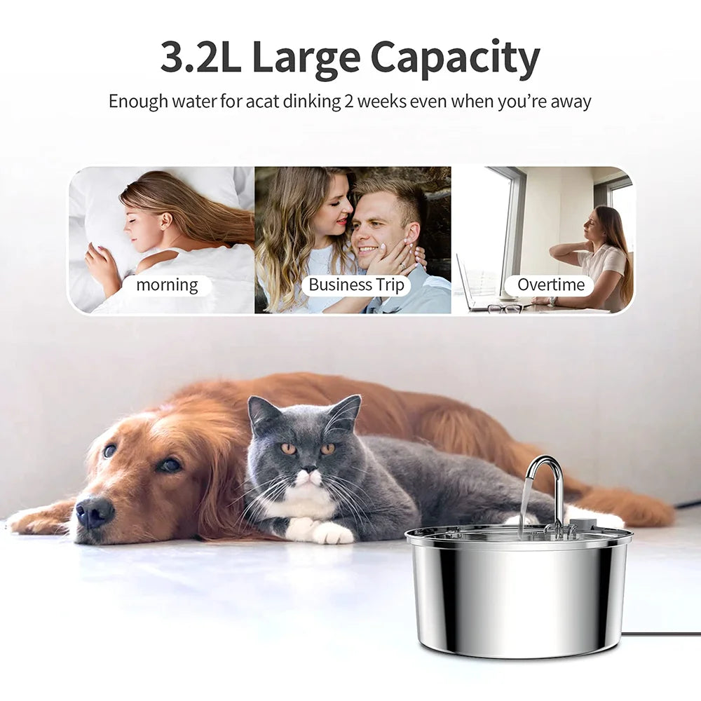 Stainless Steel Automatic Cat Water Fountain 