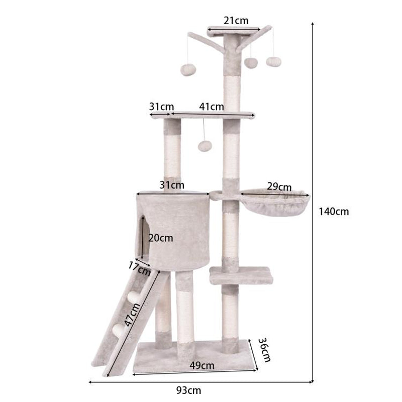 Cat Play Tree – Condo with Scratching Posts & Ladder