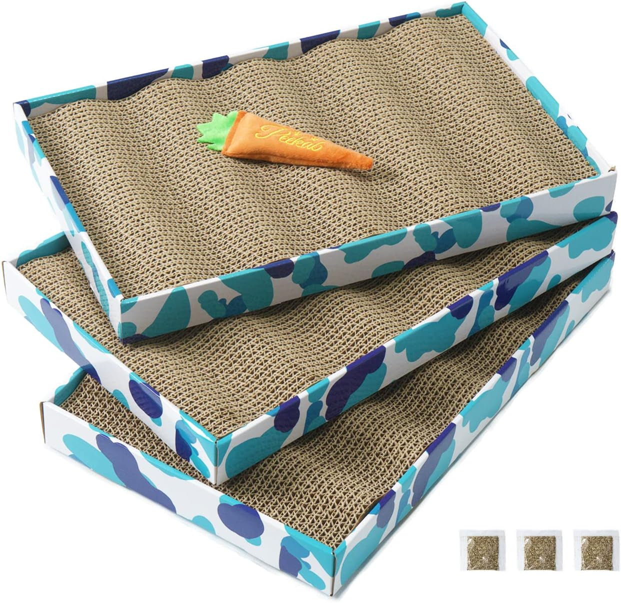 Reversible Cat Scratcher Pad – Corrugated Cardboard with Catnip (3-Pack)