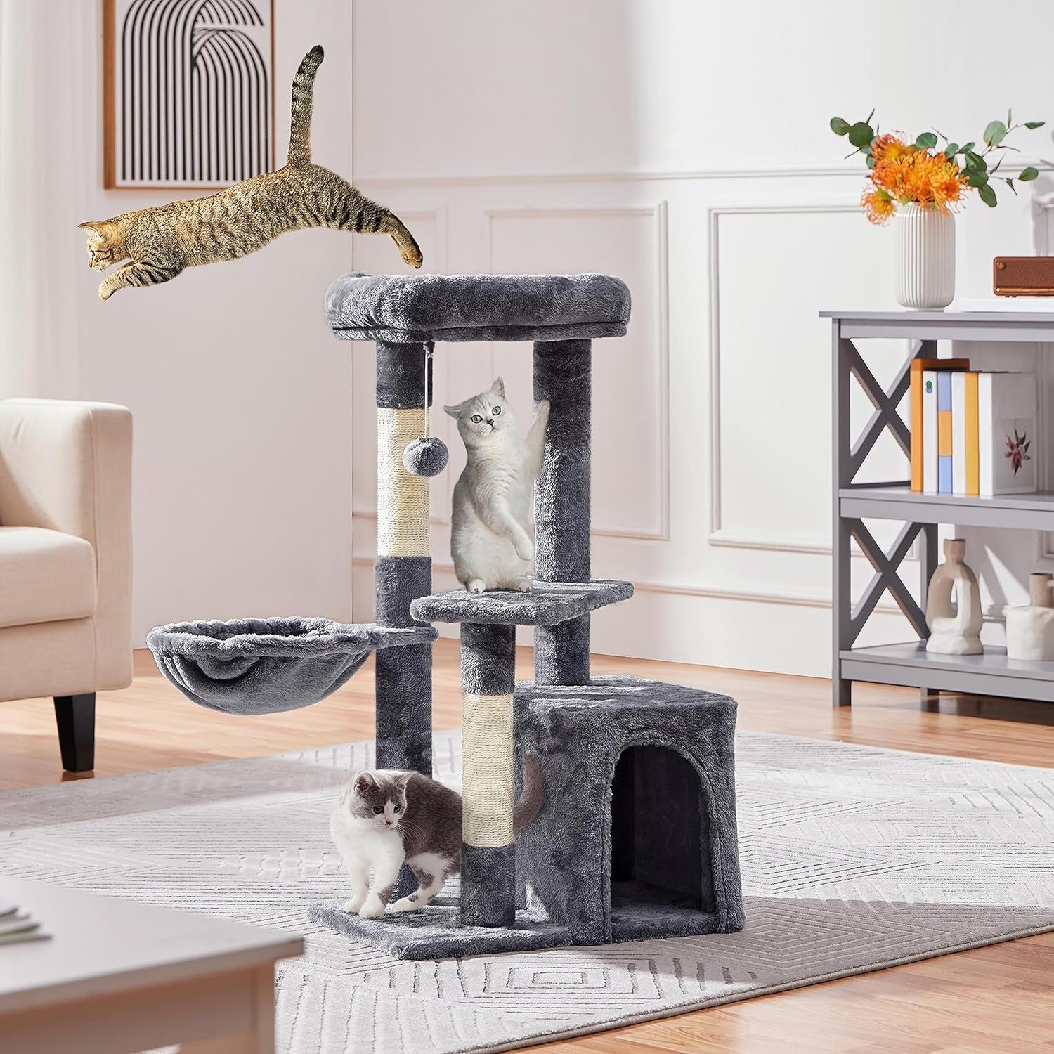 Multi-Level Cat Tower – Condo with Scratch Boards & Sisal Posts