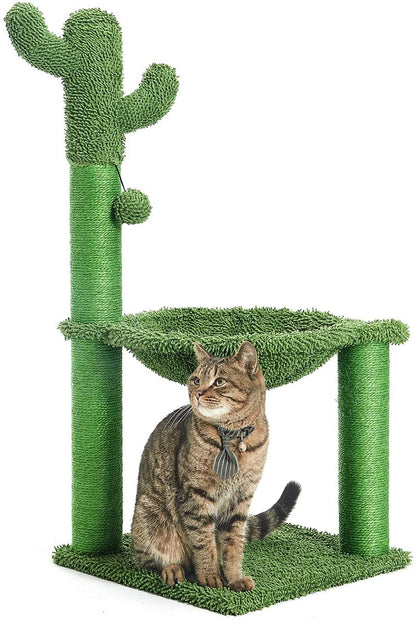 Cactus Cat Tree – Hammock & Sisal-Wrapped Scratching Post for Large Cats