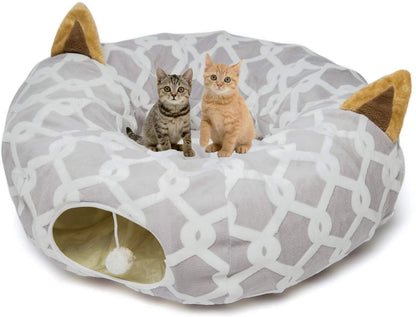 Cat Tunnel Bed with Plush Cover