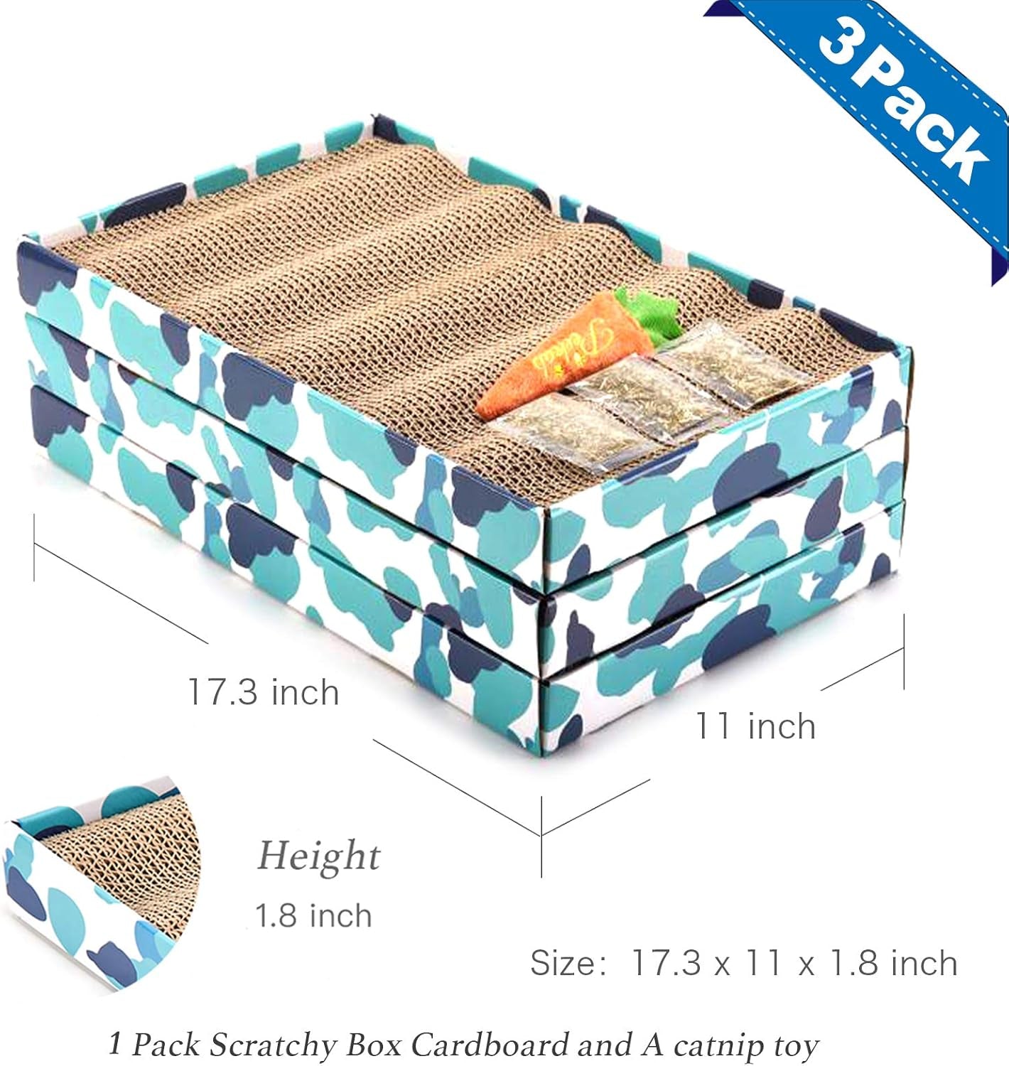 Reversible Cat Scratcher Pad – Corrugated Cardboard with Catnip (3-Pack)