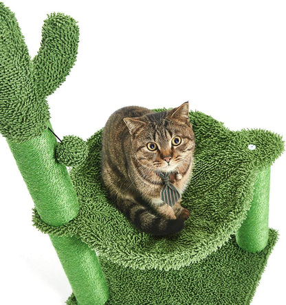 Cactus Cat Tree – Hammock & Sisal-Wrapped Scratching Post for Large Cats