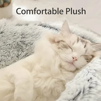 2-in-1 Winter Plush Round Cat Bed