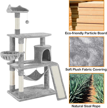 Multi-Level Cat Tree Tower – Condo, Hammock, and Scratching Posts for Cats & Kittens