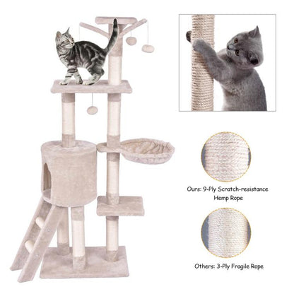 Cat Play Tree – Condo with Scratching Posts & Ladder