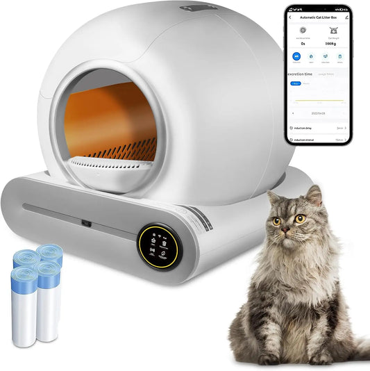 SmartCatCo Self-Cleaning Cat Litter Box | Negative Ion Odor Control & App Connectivity