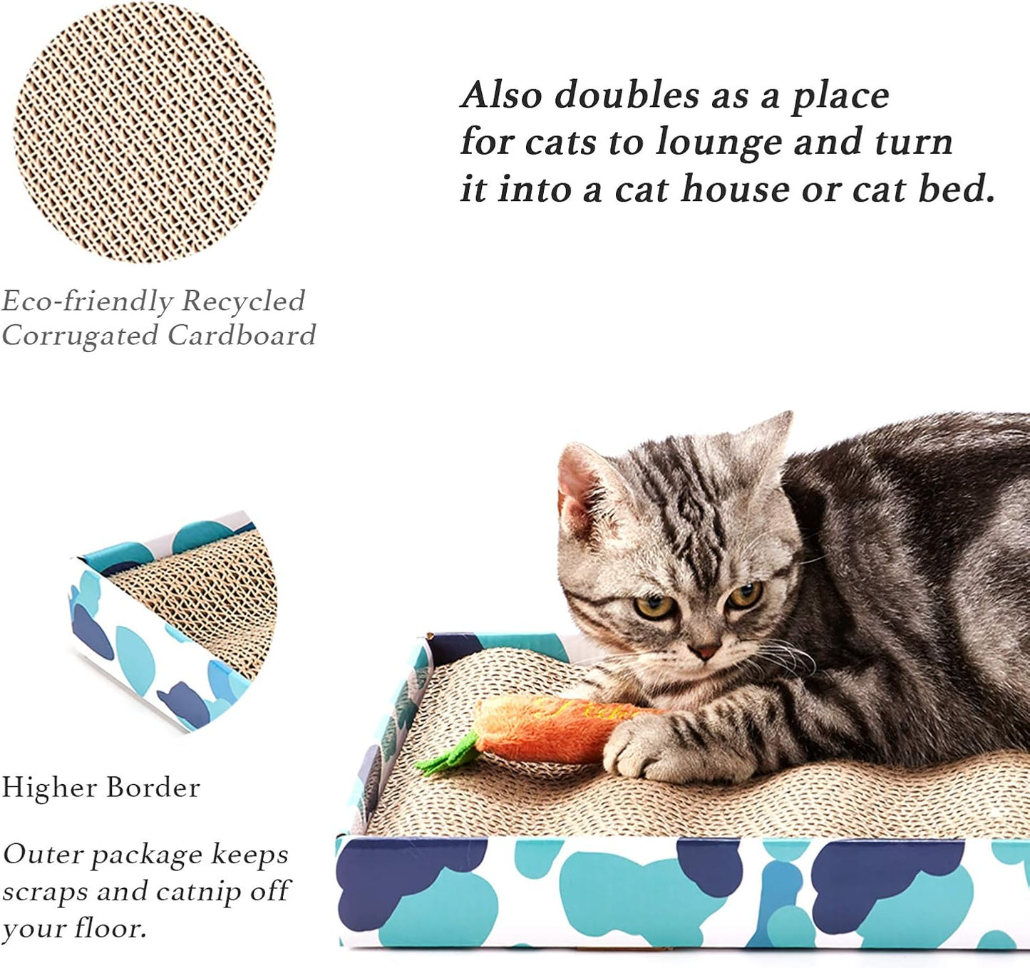 Reversible Cat Scratcher Pad – Corrugated Cardboard with Catnip (3-Pack)