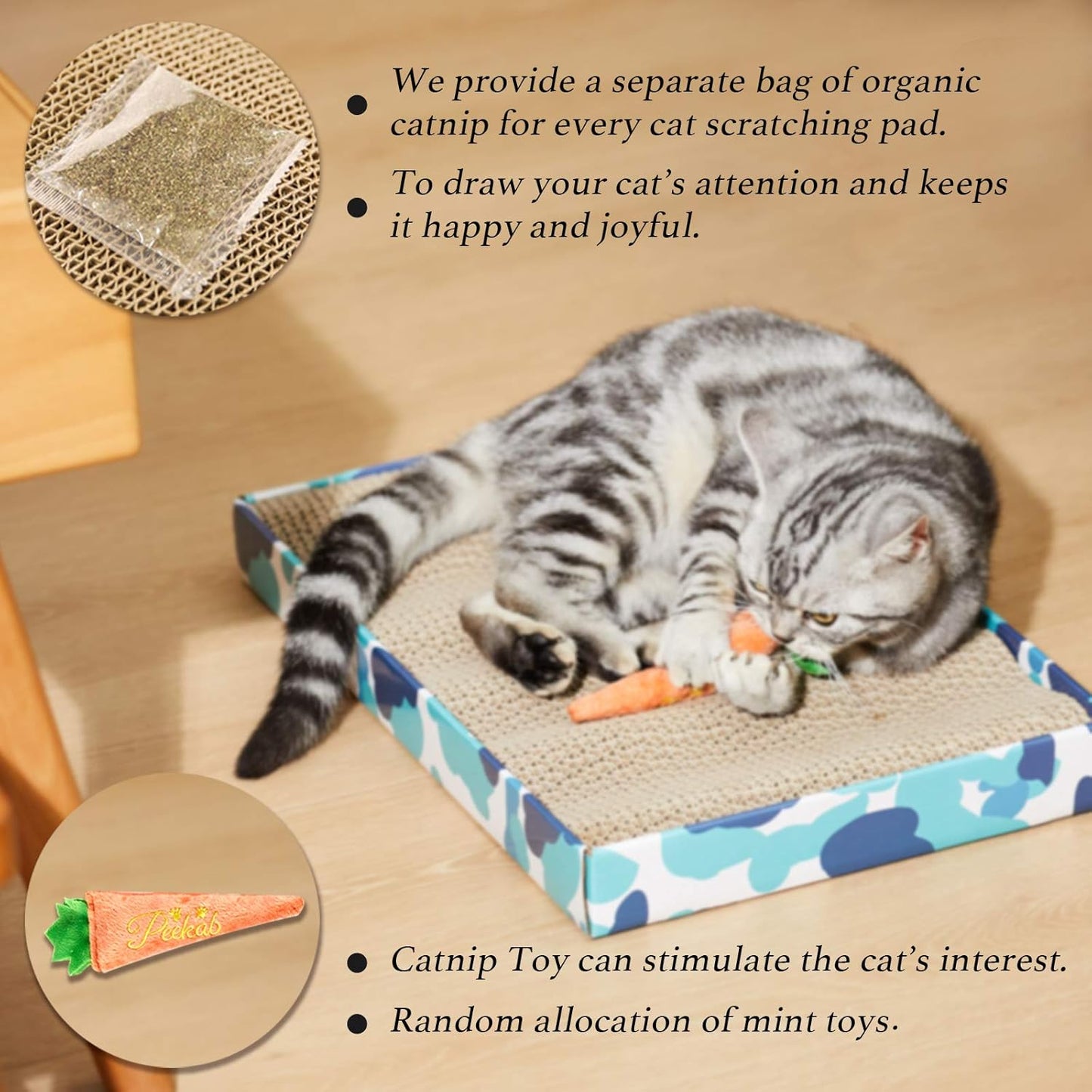 Reversible Cat Scratcher Pad – Corrugated Cardboard with Catnip (3-Pack)