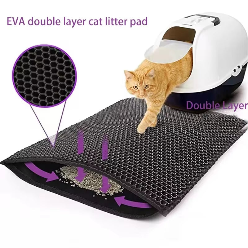 Waterproof Double-Layer Non-Slip Cat Litter Mat – Washable & Easy to Clean